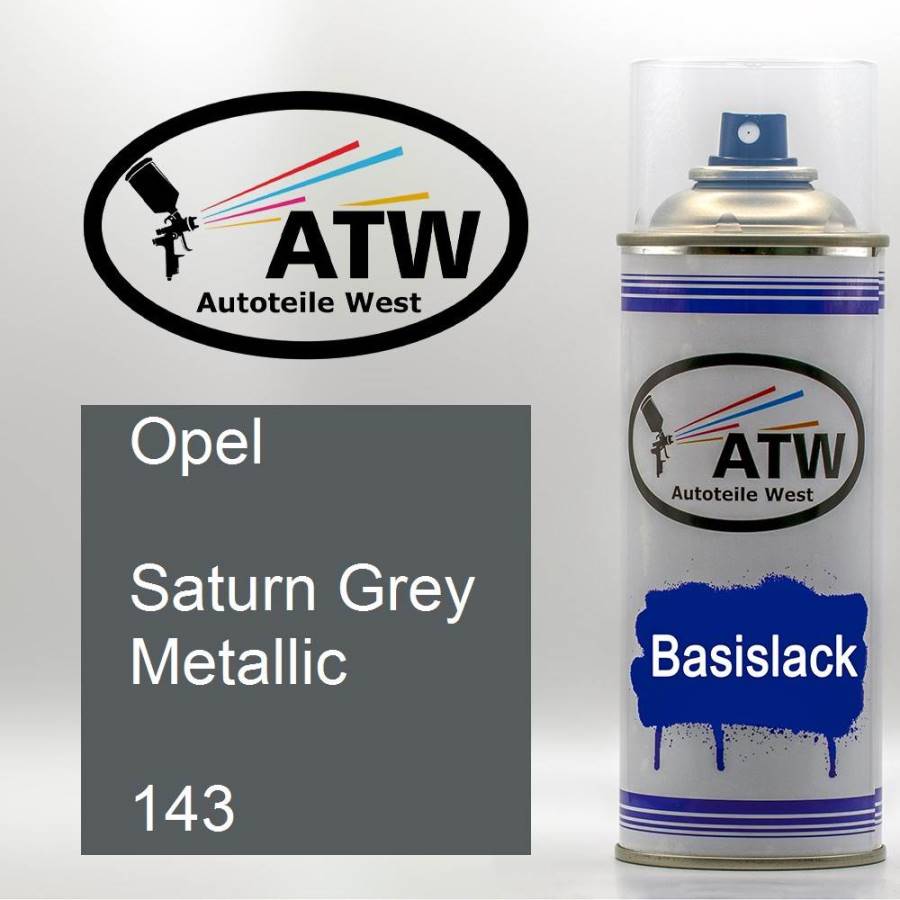 Opel, Saturn Grey Metallic, 143: 400ml Sprühdose, von ATW Autoteile West.